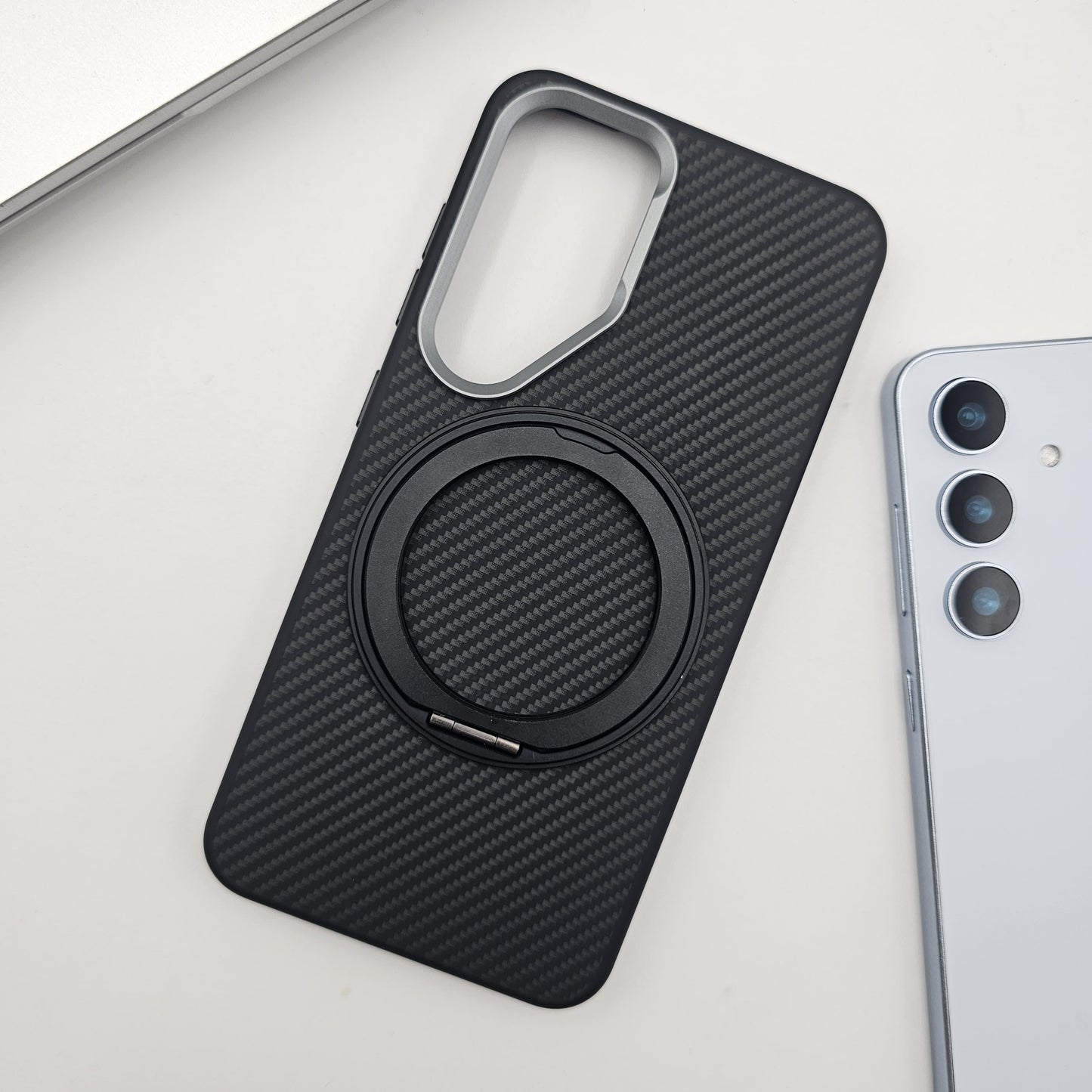 Samsung Galaxy S24 Carbon Fibre With Magnetic Magsafe Ring Stand Case