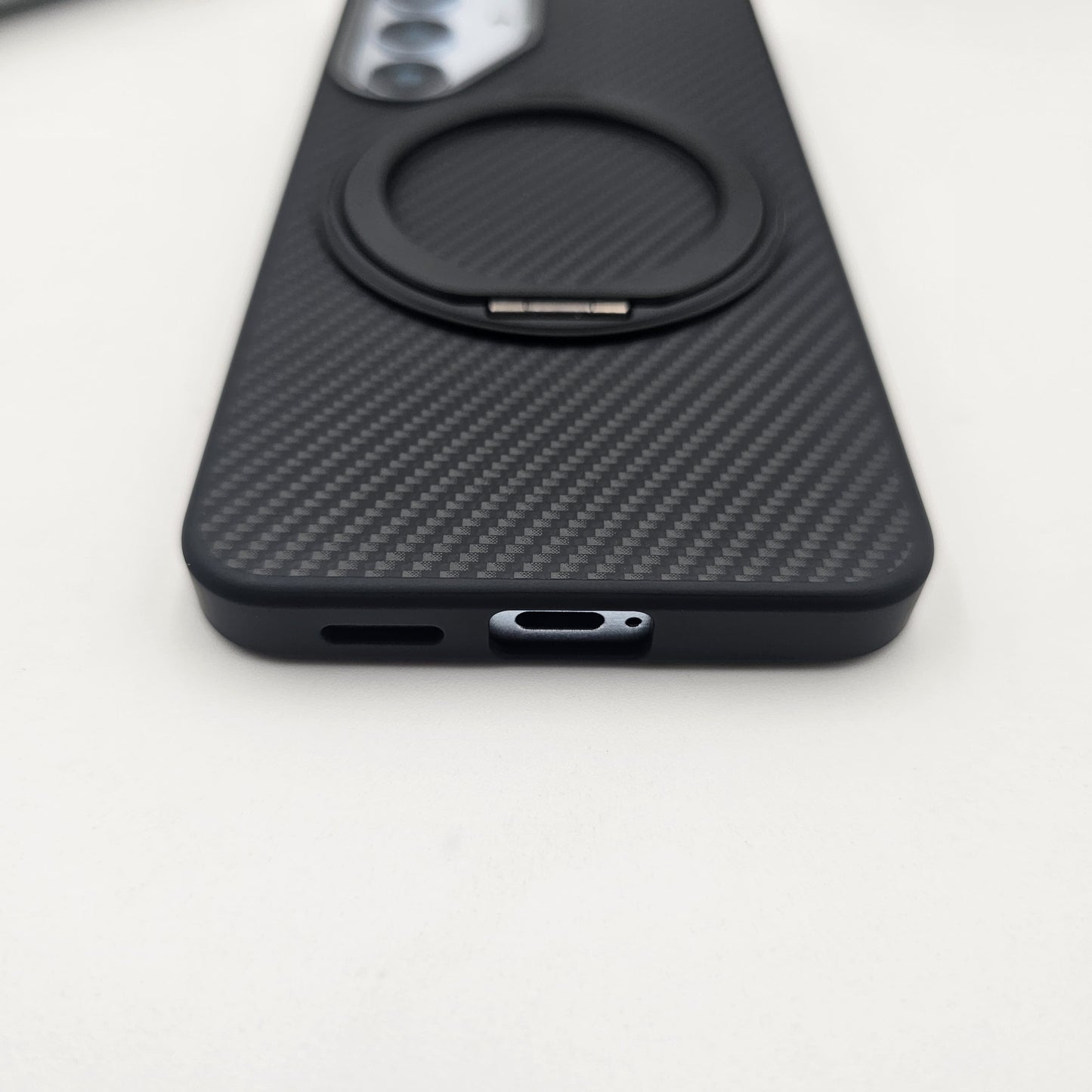 Samsung Galaxy S24 Carbon Fibre With Magnetic Magsafe Ring Stand Case