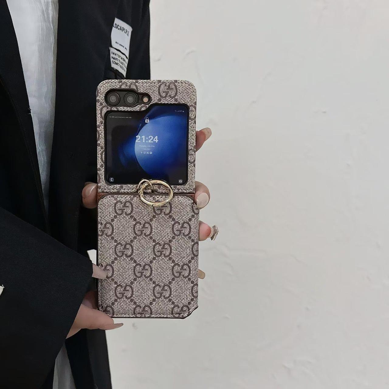 Samsung Galaxy Z Flip 5 Luxury Brand Card Pocket Wallet Ring Holder Case