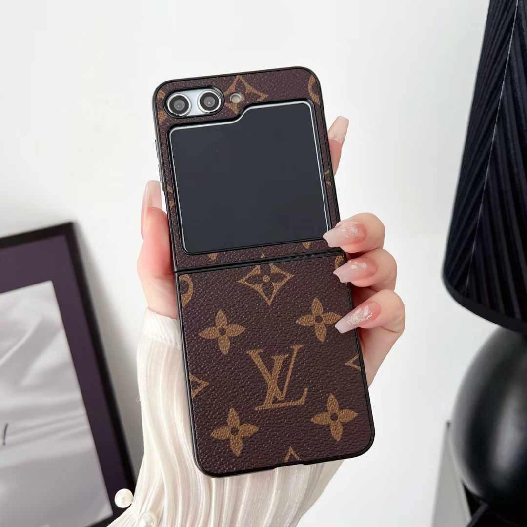 Samsung Galaxy Z Flip 7 FE Luxury Leather Case Brown