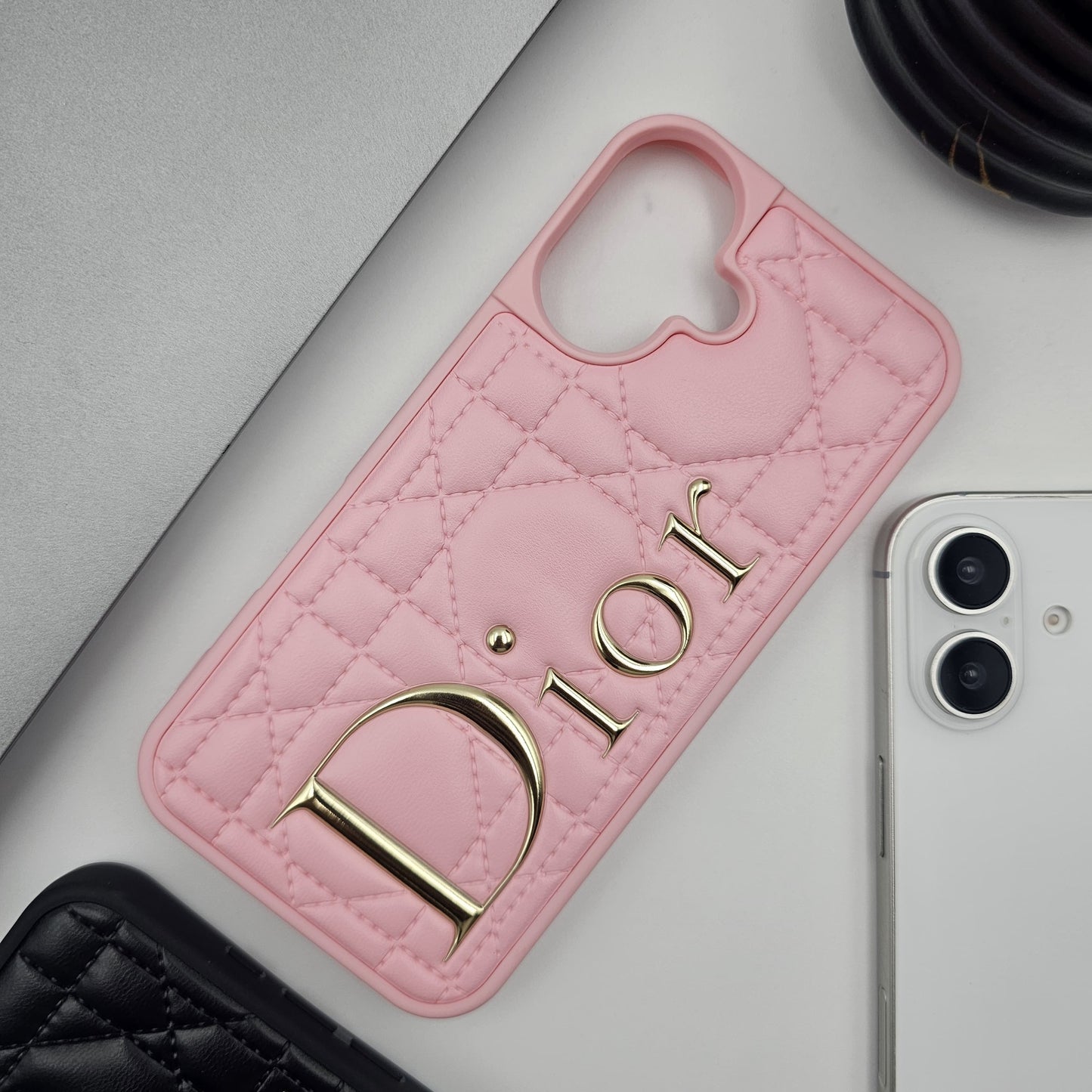 iPhone Luxury Brand CD Puffer Leather Case | Quilted Designer Protective Cover