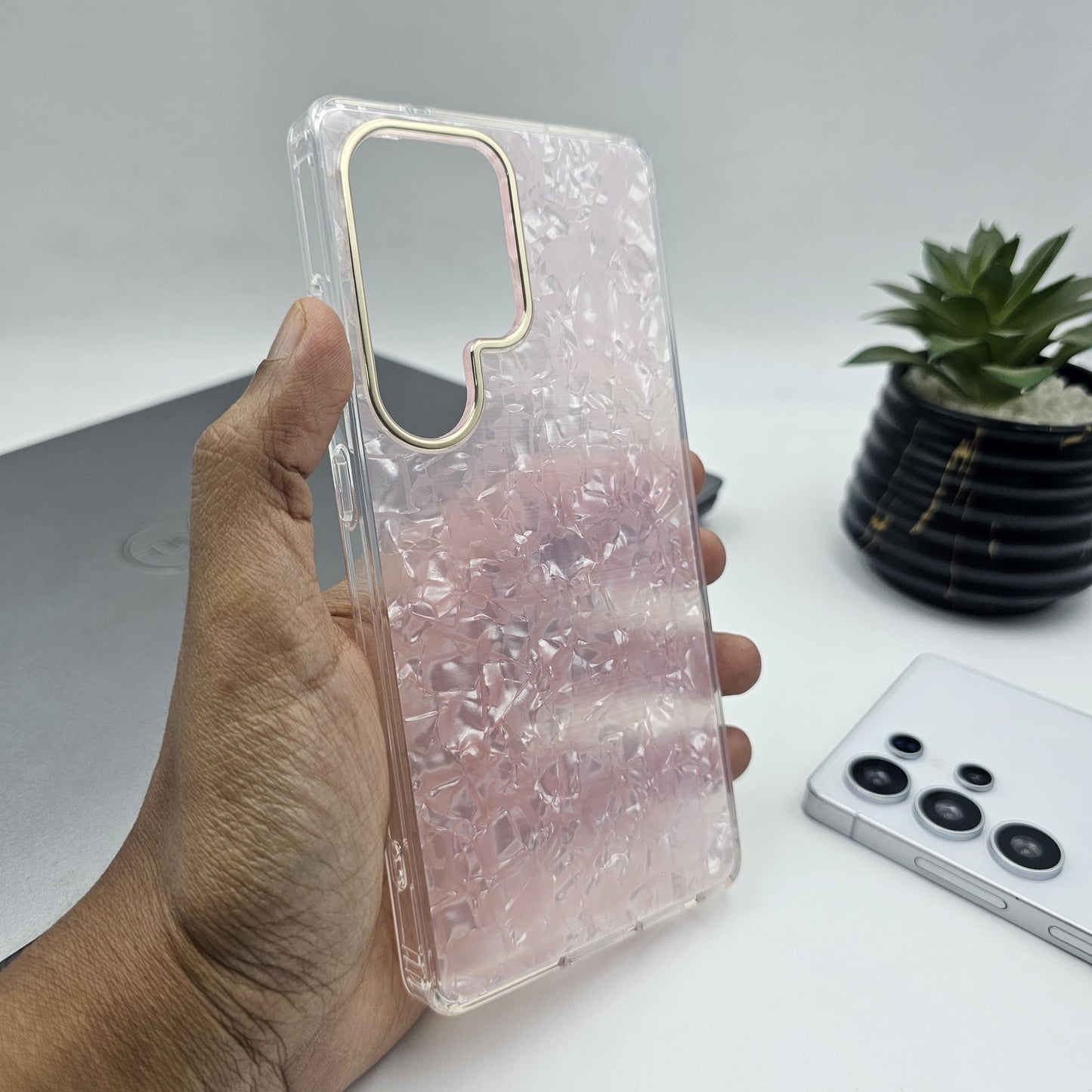 Samsung Galaxy S25 Ultra Glitter Shell Marble Pattern Case