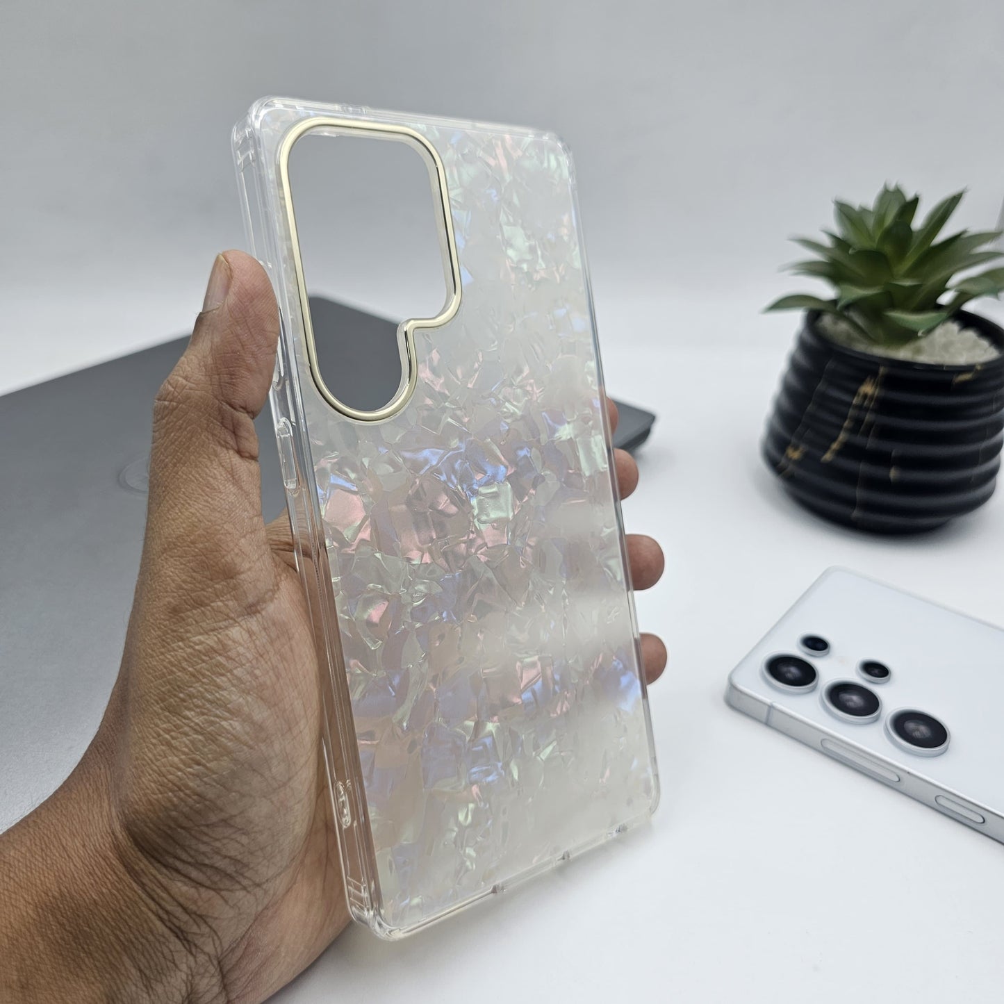 Samsung Galaxy S25 Ultra Glitter Shell Marble Pattern Case