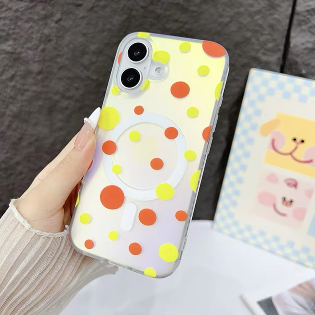 iPhone 16 Series Dotted Pattern Iridescent Translucent Color Changing Magsafe Case