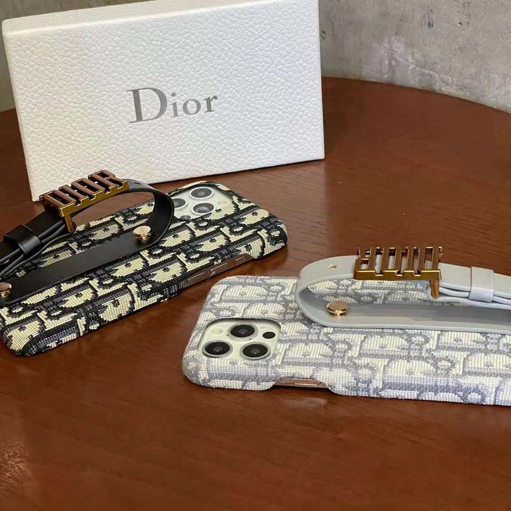 iPhone Luxury Brand CD Belt Embroidery Grip Case