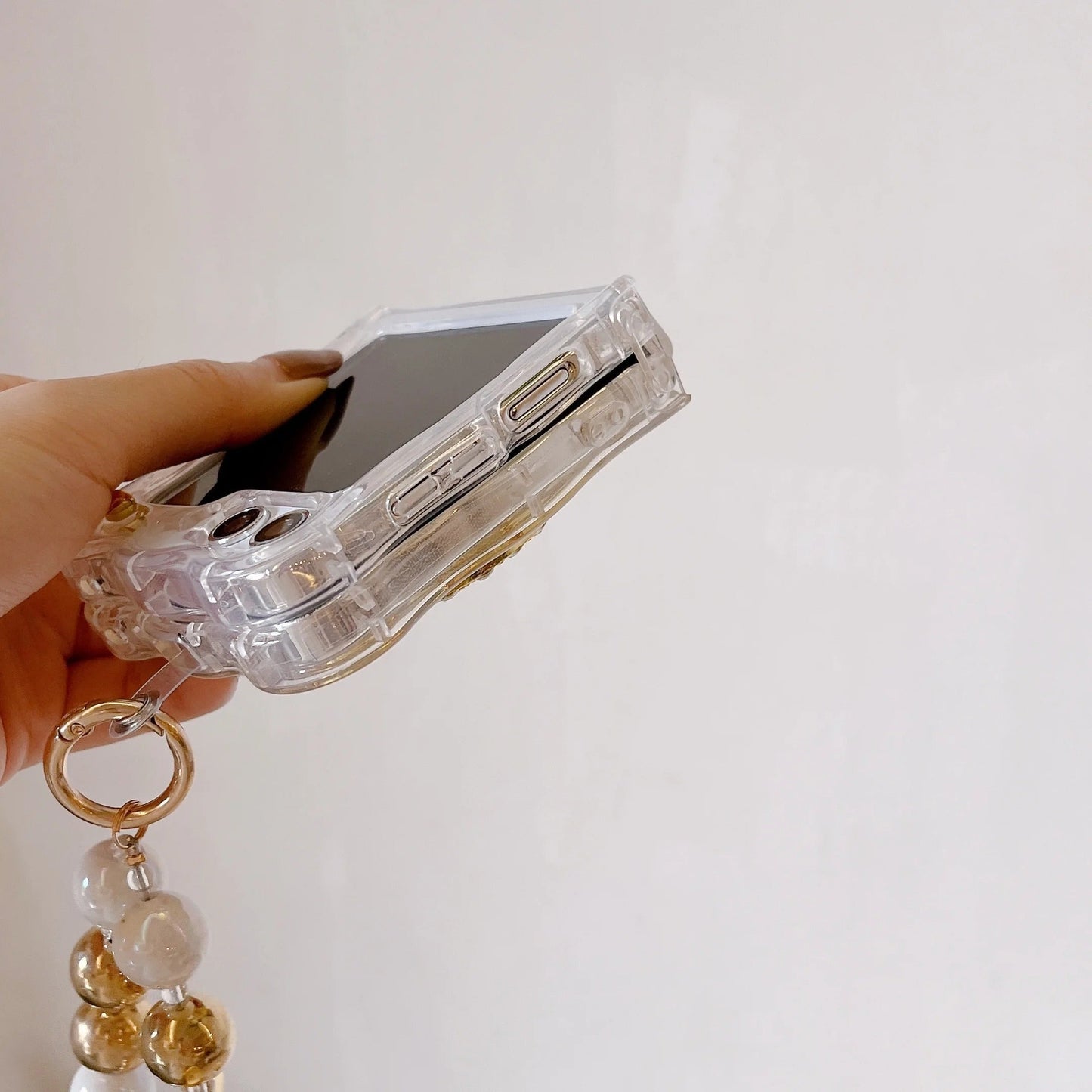Luxury Rotating Dollar Case for Samsung Galaxy Z Flip 6 | Gold Bling Coin Design with Beaded Wrist Strap