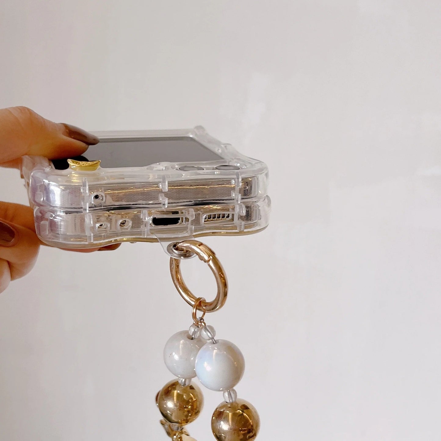 Samsung Galaxy Z Flip 5 Premium Rotation Dollar Bracelet Wristband Pearl Case