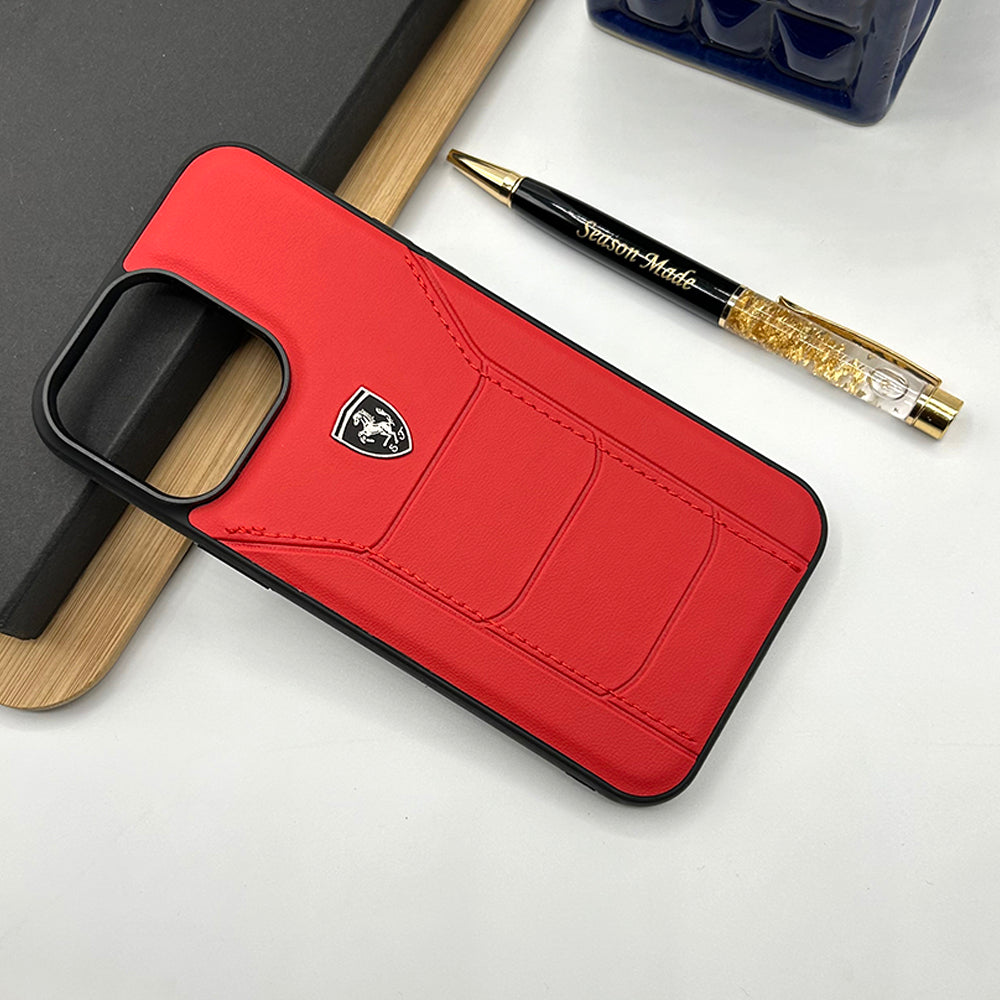 iPhone 14 Pro Max Ferrari Sports Car Leather Stitched Case Cover Clearance Sale