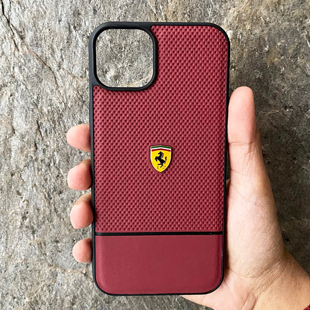 iPhone 13 Pro Max Ferrari Sports Car Logo Dotted Design Case Cover