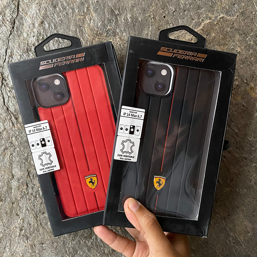 iPhone 14 Pro Max Ferrari Sports Car Logo Stripe Line Design Case Cover Clearance Sale