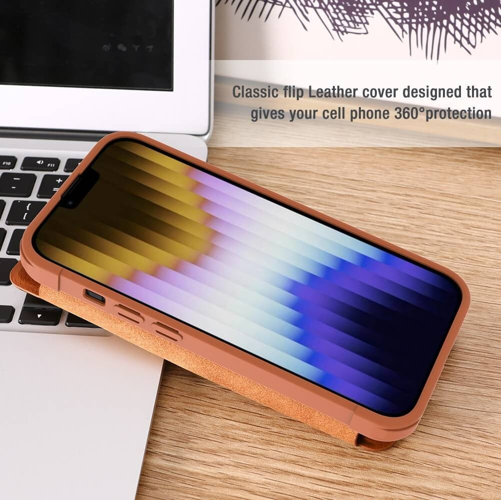 iPhone Nillkin Camera Protection QIN Leather Flip Case Brown
