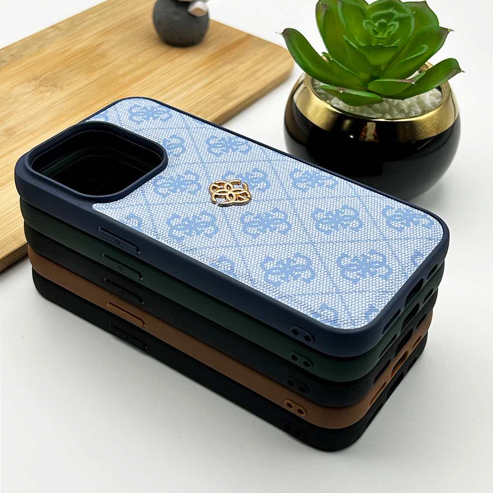 iPhone Luxury GS Fashion Leather Metal Logo Case Cover Clearance Sale