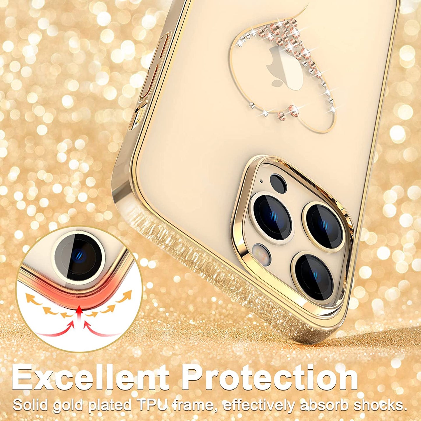 iPhone 14 Pro Max Heart Rhinestone Diamond Plated Case Clearance Sale