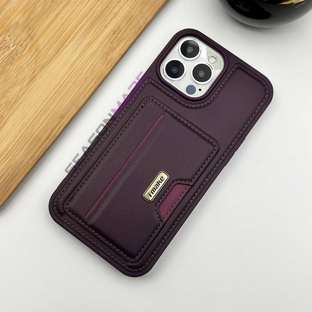 iPhone 15 Series Luxury Leather Case Cover With Card Holder Slot Clearance Sale