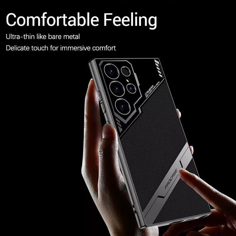 Electroplated Leather Case for Samsung Galaxy S25 Ultra | Premium Dual Texture | Camera Protection