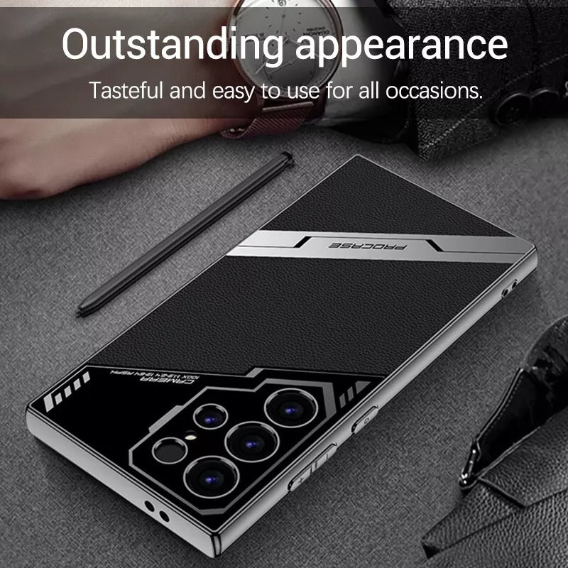Electroplated Leather Case for Samsung Galaxy S25 Ultra | Premium Dual Texture | Camera Protection