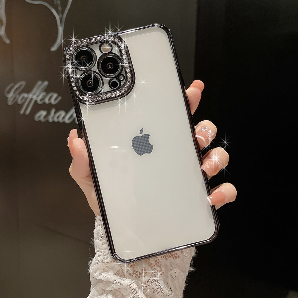 iPhone Side Diamond Transparent Chrome Case Cover Clearance Sale