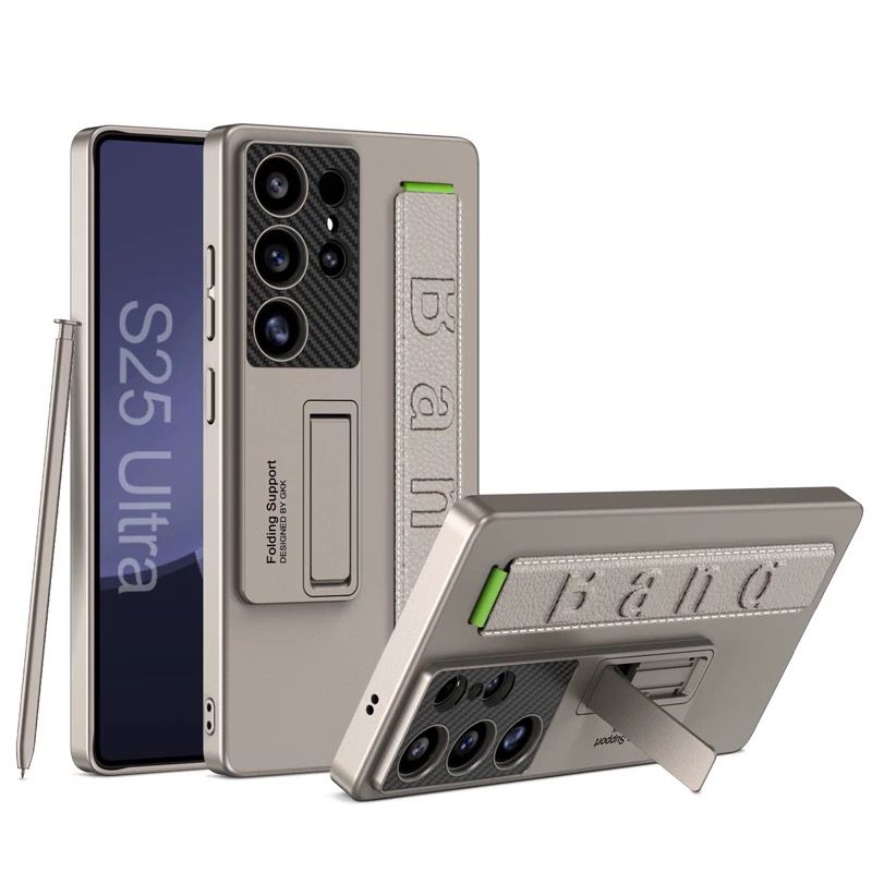 Shockproof Kickstand Case for Samsung Galaxy S25 Ultra with Wristband Grip & Protective Cover
