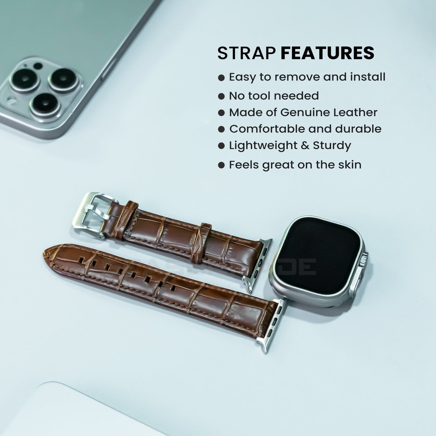 Apple Watch Genuine Brown Leather Strap Series 1 2 3 4 5 6 7 8 9 SE 7 8 9 SE SE 2 Gen Ultra/Ultra 2
