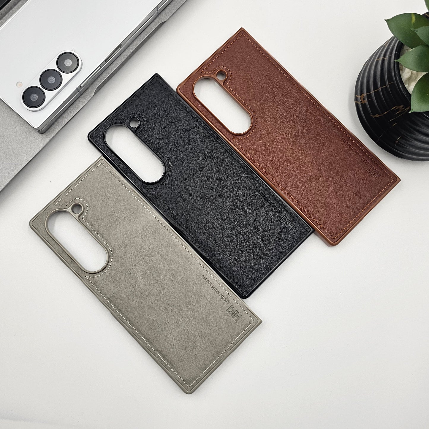 Samsung Galaxy Z Fold 4 PU Leather Stitched Case With Inside Velvet