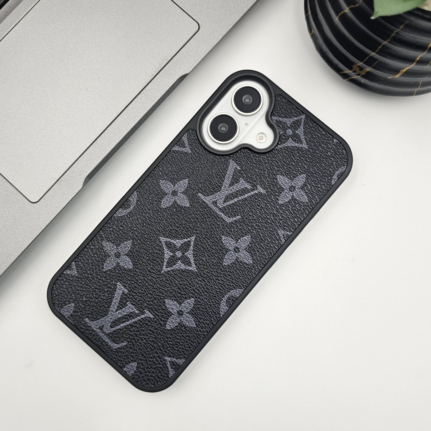 iPhone Series Luxury Brand PU Leather Phone Case Black