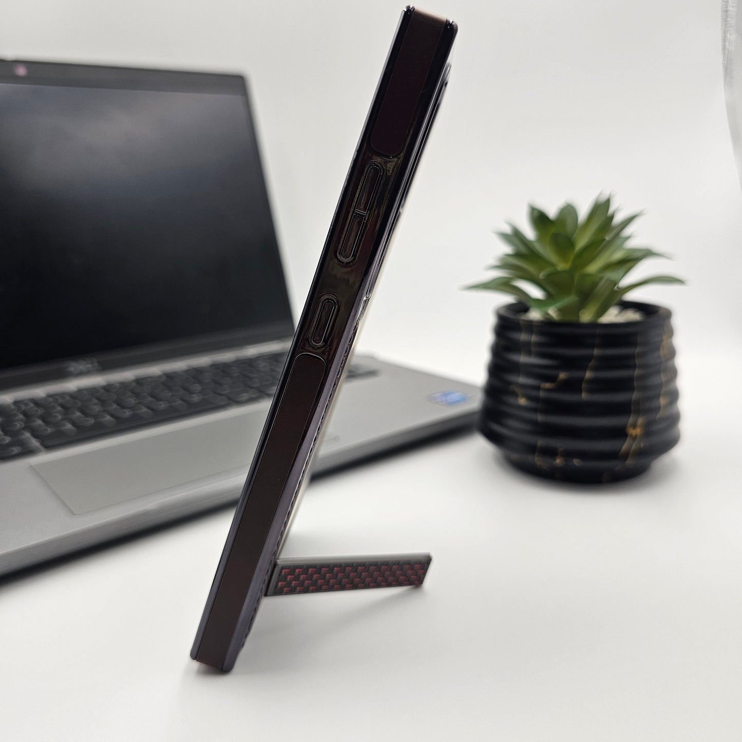 Samsung Galaxy S23 Ultra PU Leather Kickstand Chrome Case