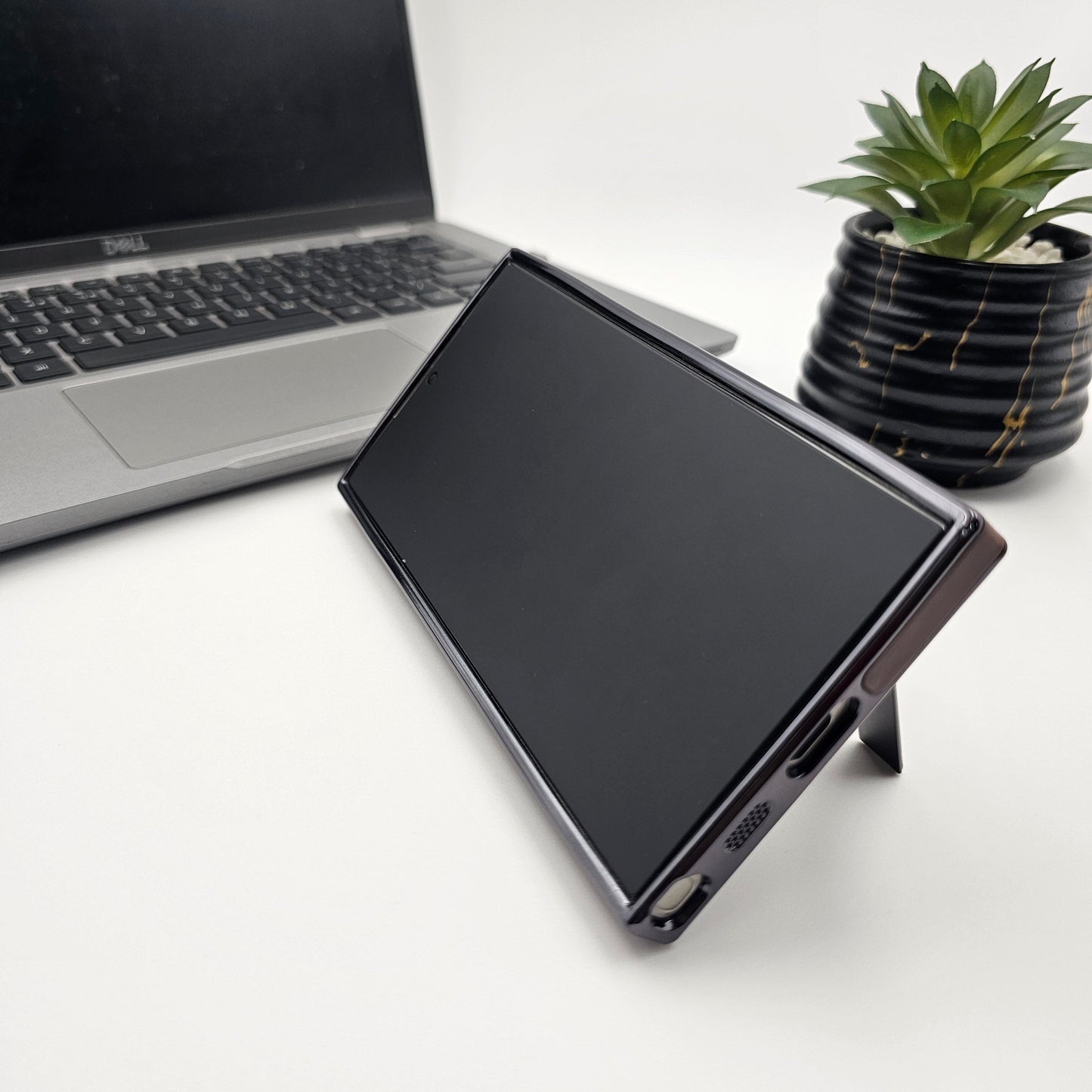 Samsung Galaxy S23 Ultra PU Leather Kickstand Chrome Case