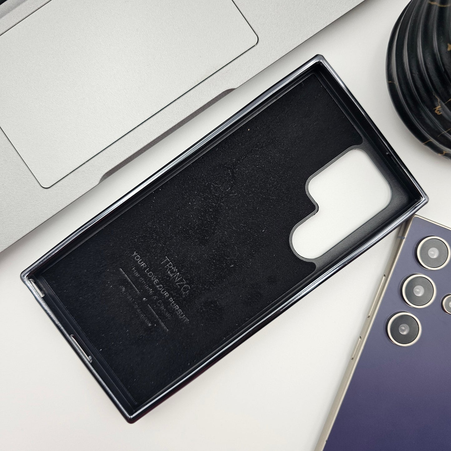 Samsung Galaxy S23 Ultra PU Leather Kickstand Chrome Case