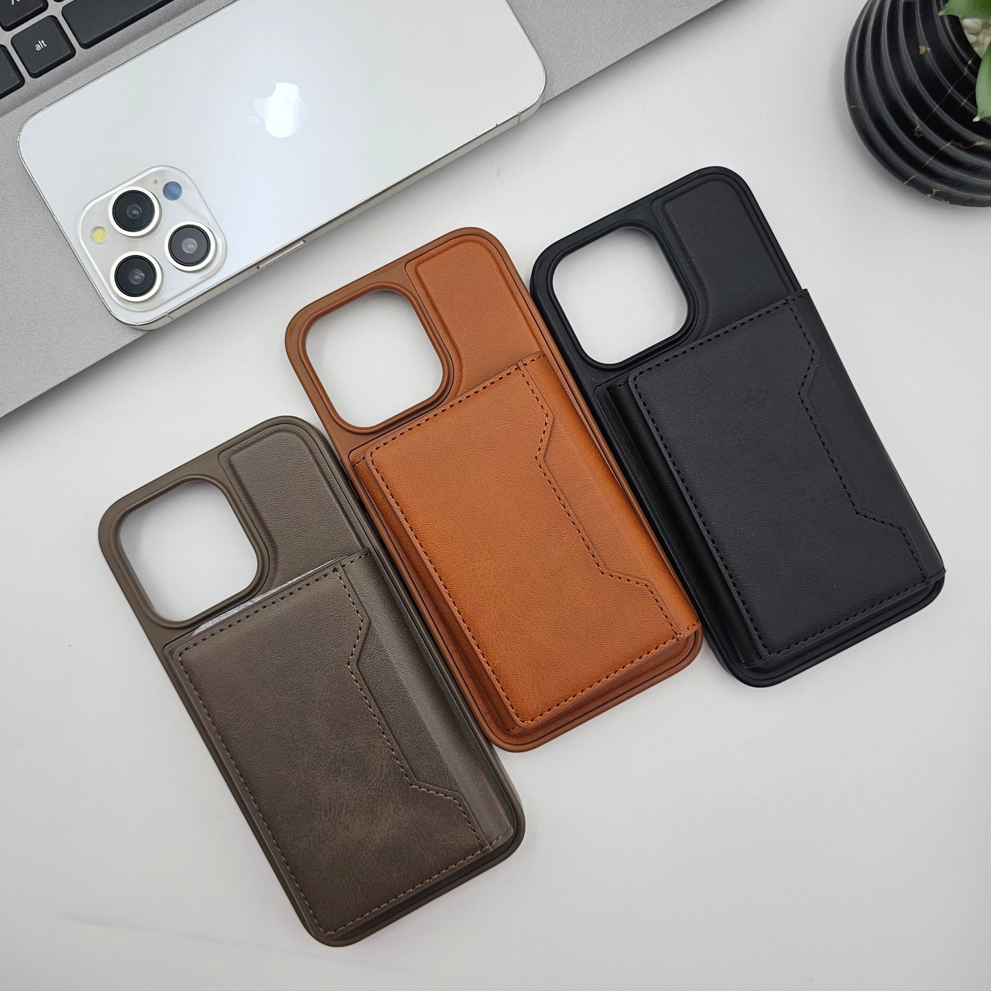 iPhone Leather Detachable Magnetic Wallet Card Holder Case