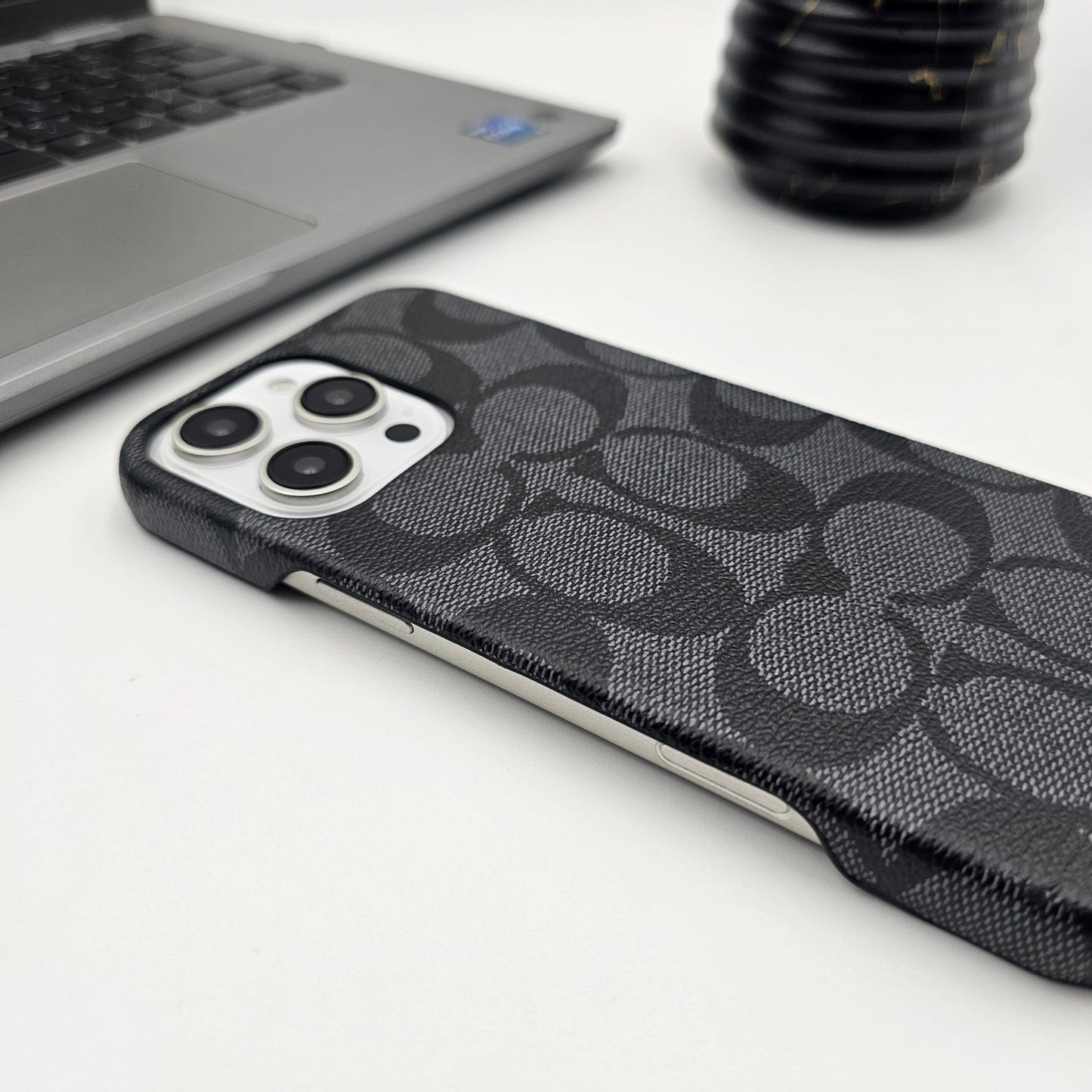 CC Pattern PU Leather Case Cover for iPhone | Iconic Luxury Brand | Slim Designer Fit
