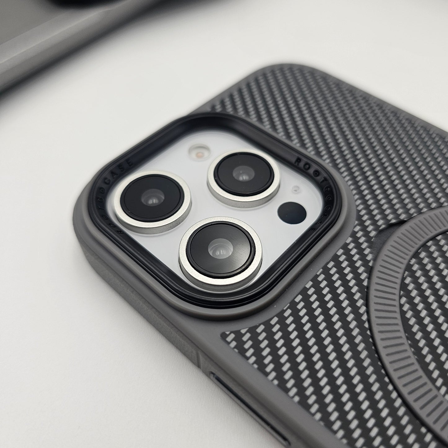 iPhone 15 Series Carbon Fibre With Magnetic Magsafe Ring Stand Case