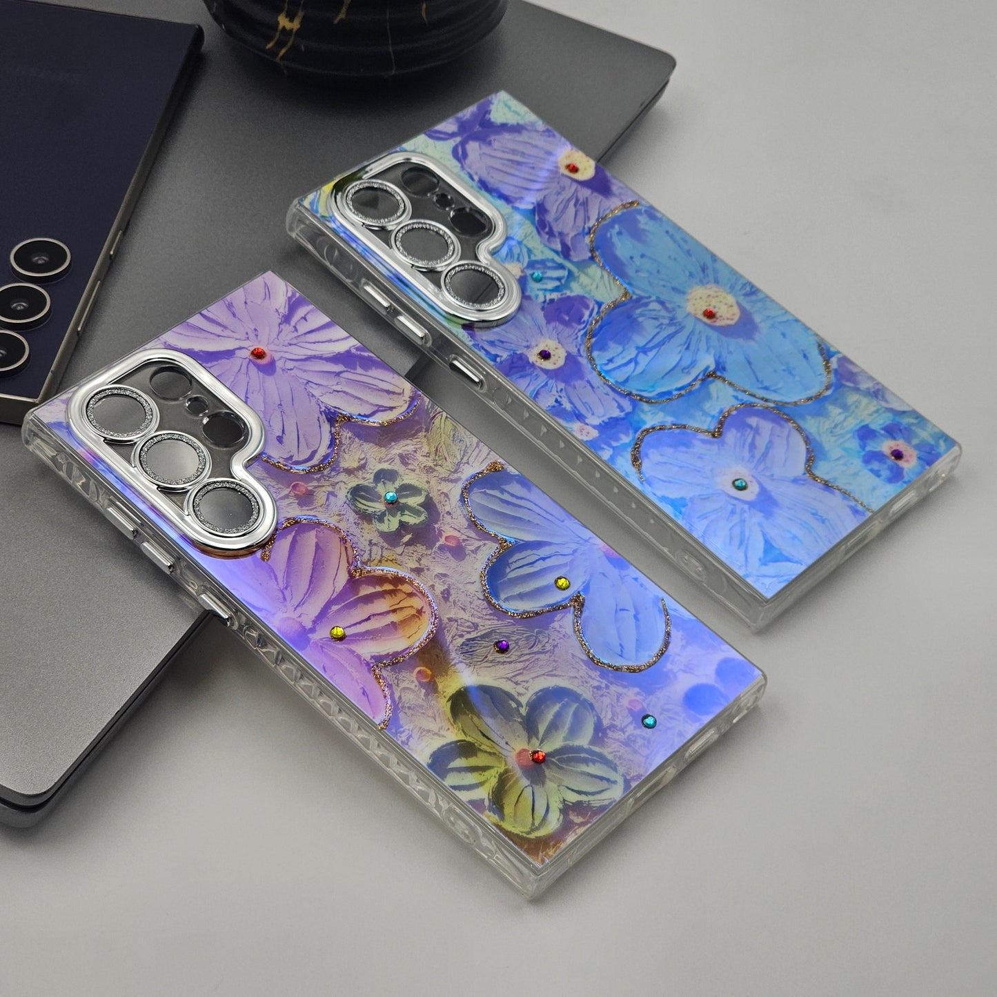 Samsung Galaxy S25 Ultra 3D Floral Painting Shimmer Case