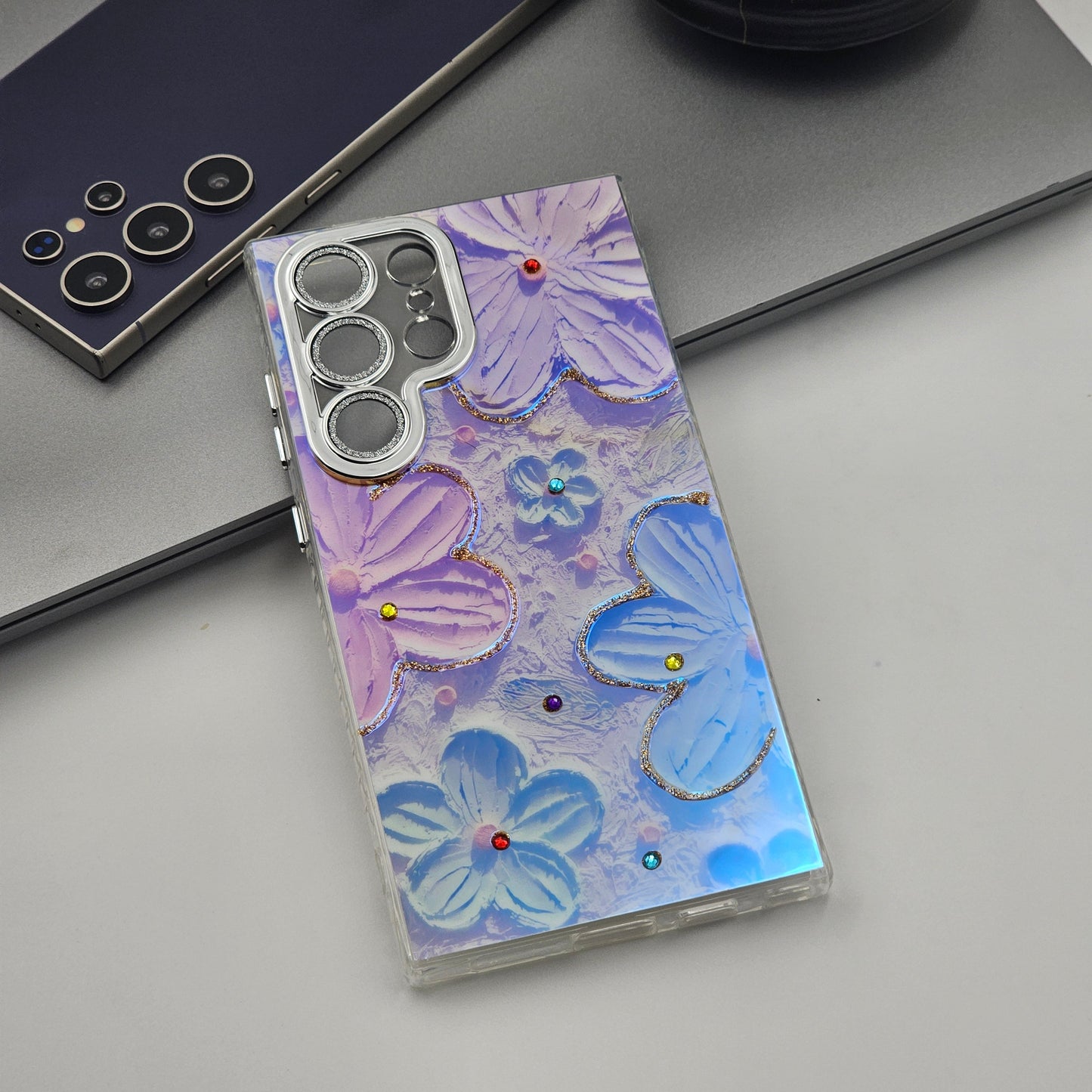 Samsung Galaxy S24 Ultra 3D Floral Painting Shimmer Case