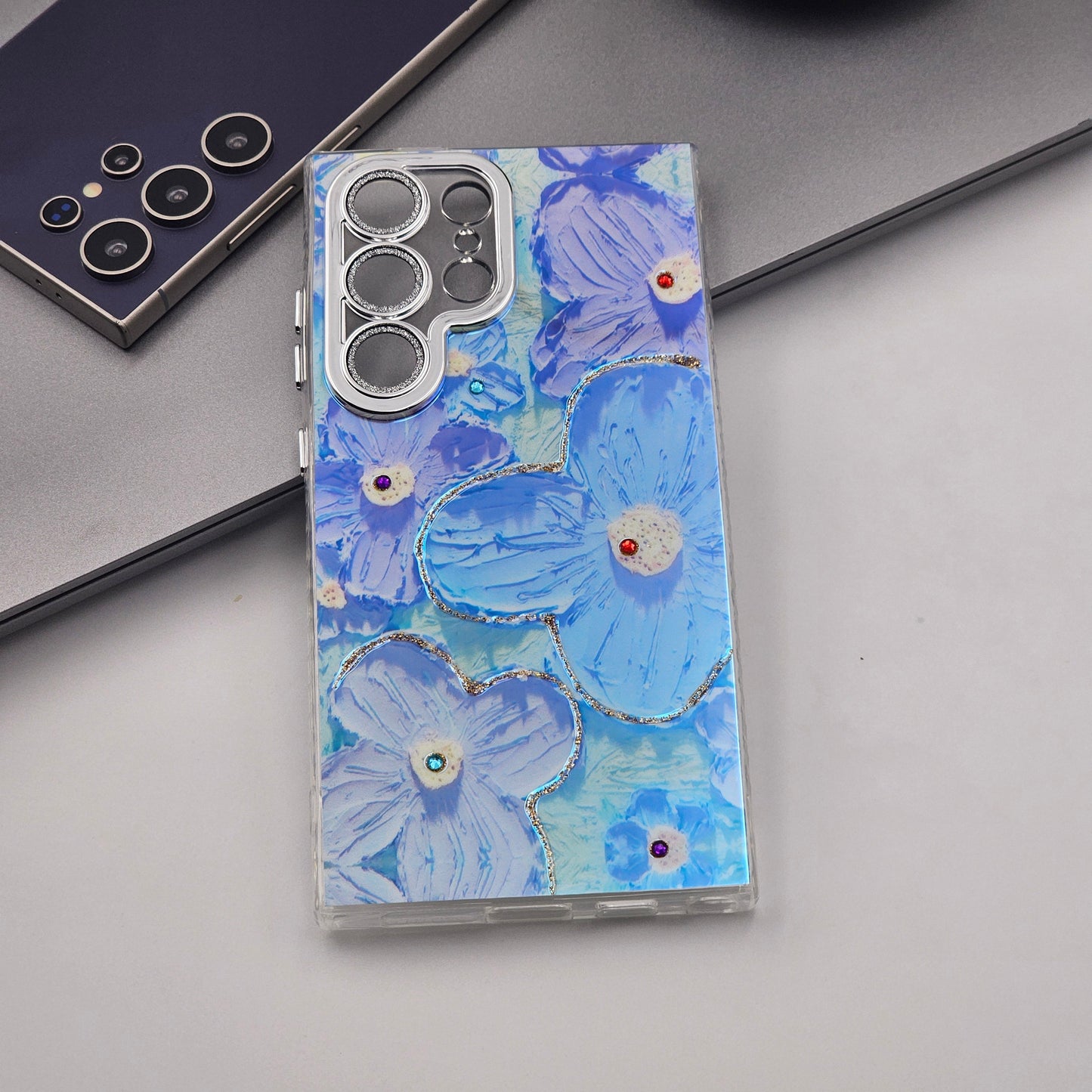 Samsung Galaxy S24 Ultra 3D Floral Painting Shimmer Case