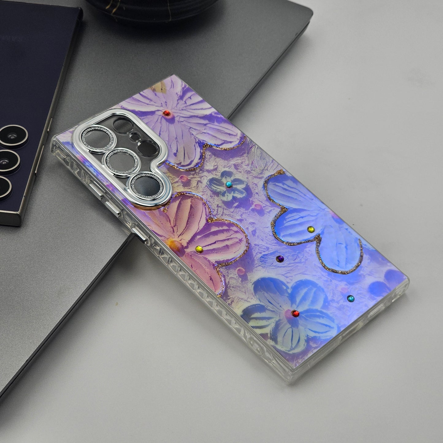 Samsung Galaxy S24 Ultra 3D Floral Painting Shimmer Case
