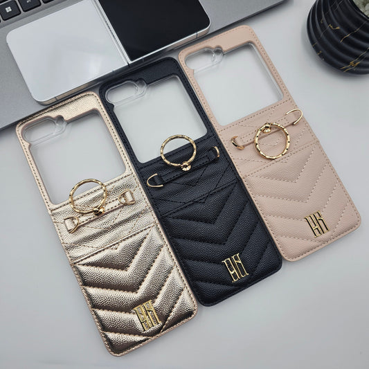 Puffer Cardholder Sling Phone Case Cover for Samsung Galaxy Z Flip 6 | Quilted Strap Wallet Cover