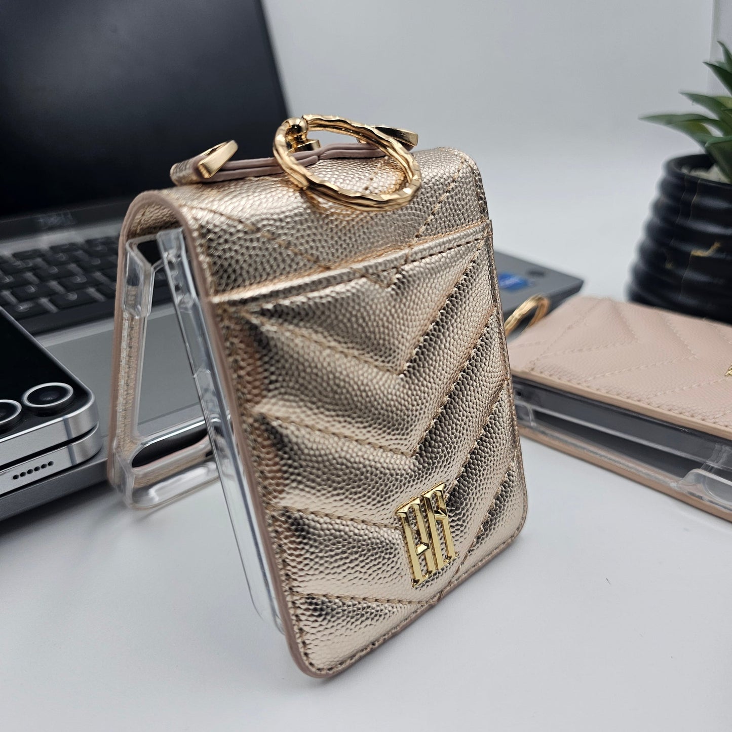 Puffer Cardholder Sling Phone Case Cover for Samsung Galaxy Z Flip 6 | Quilted Strap Wallet Cover