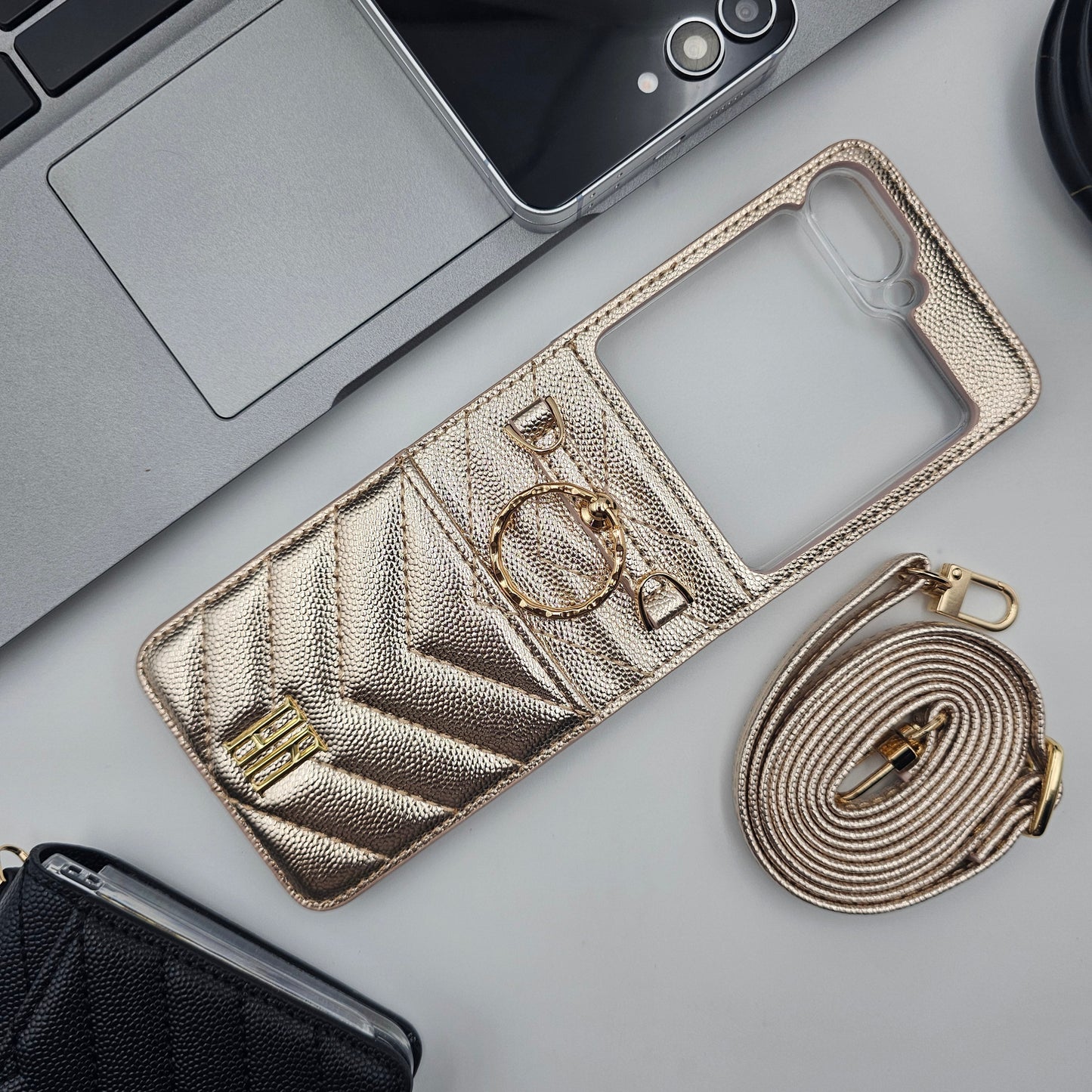 Puffer Cardholder Sling Phone Case Cover for Samsung Galaxy Z Flip 6 | Quilted Strap Wallet Cover