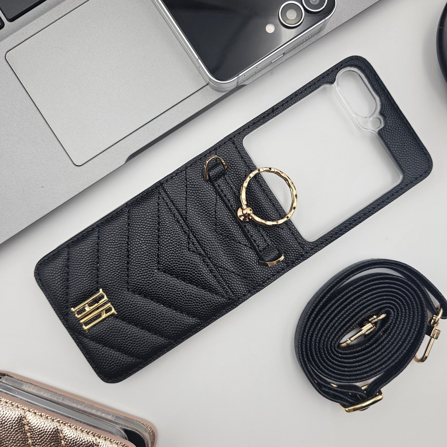 Puffer Cardholder Sling Phone Case Cover for Samsung Galaxy Z Flip 6 | Quilted Strap Wallet Cover