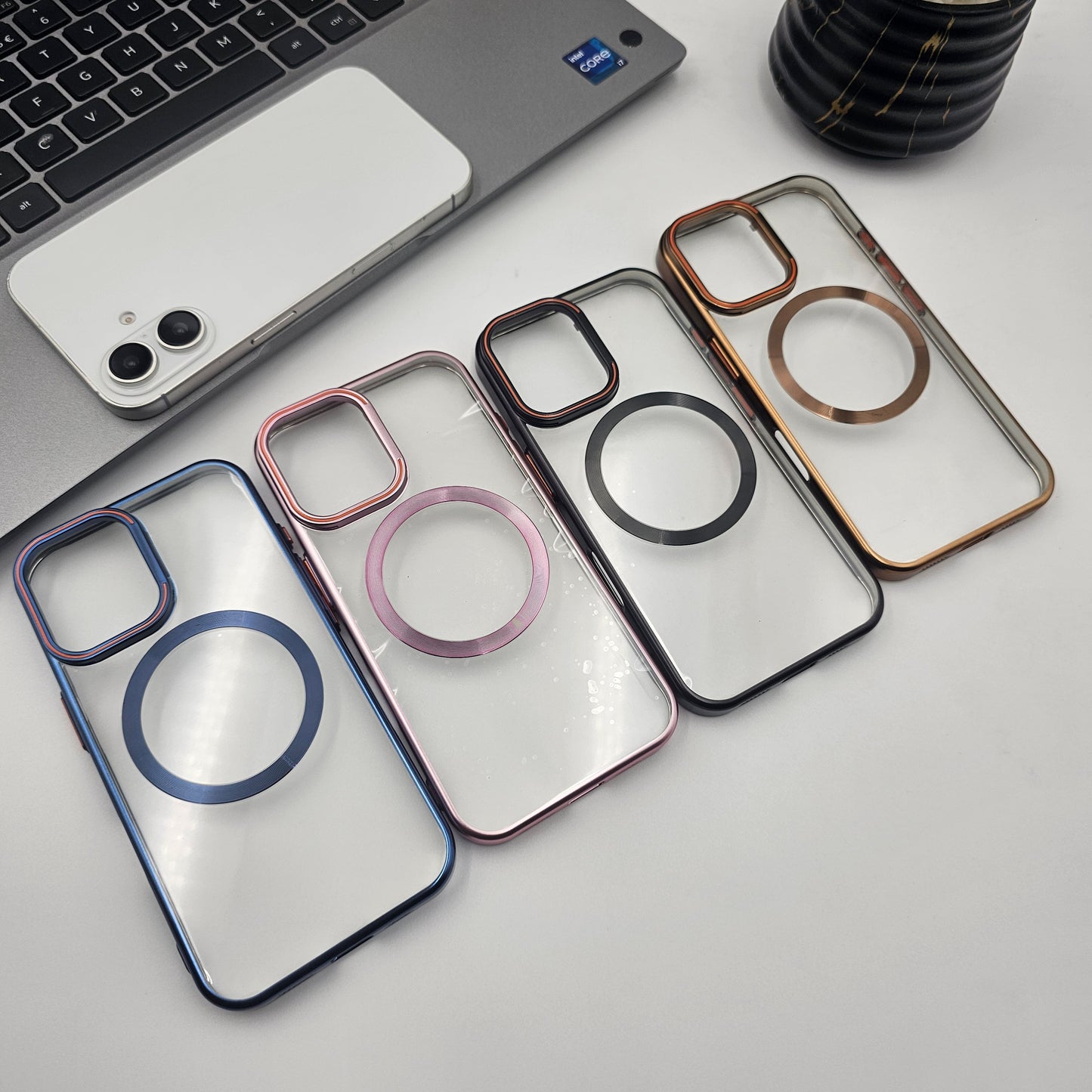 iPhone 16 Series Camera Stand Non Yellow Hard PC Transparent Magsafe Case