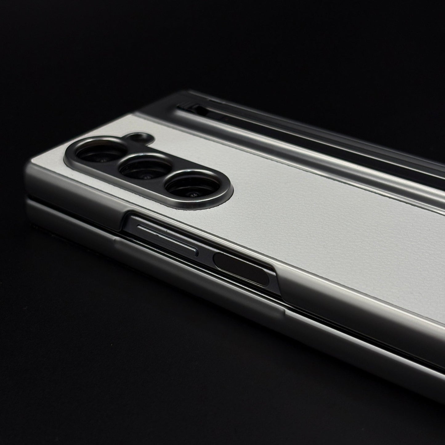 All-in-One Case | Leather Texture with Pen for Samsung Galaxy Z Fold 7 | Front Screen Protector & Side Hinge Protection
