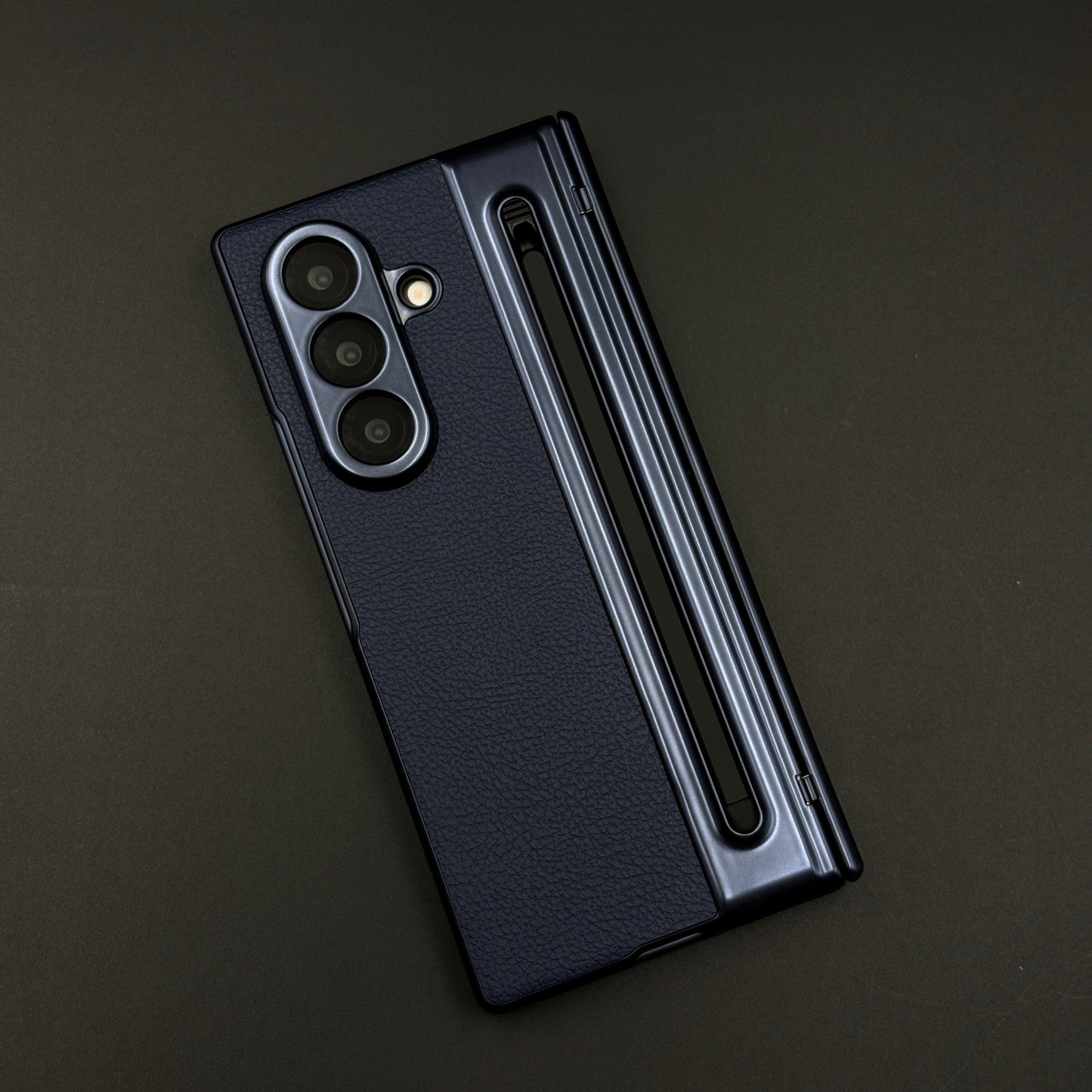 All-in-One Case | Leather Texture with Pen for Samsung Galaxy Z Fold 6 | Front Screen Protector & Side Hinge Protection