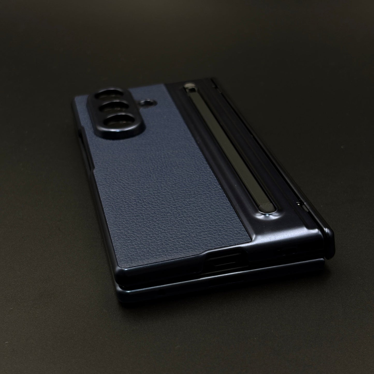 All-in-One Case | Leather Texture with Pen for Samsung Galaxy Z Fold 5 | Front Screen Protector & Side Hinge Protection
