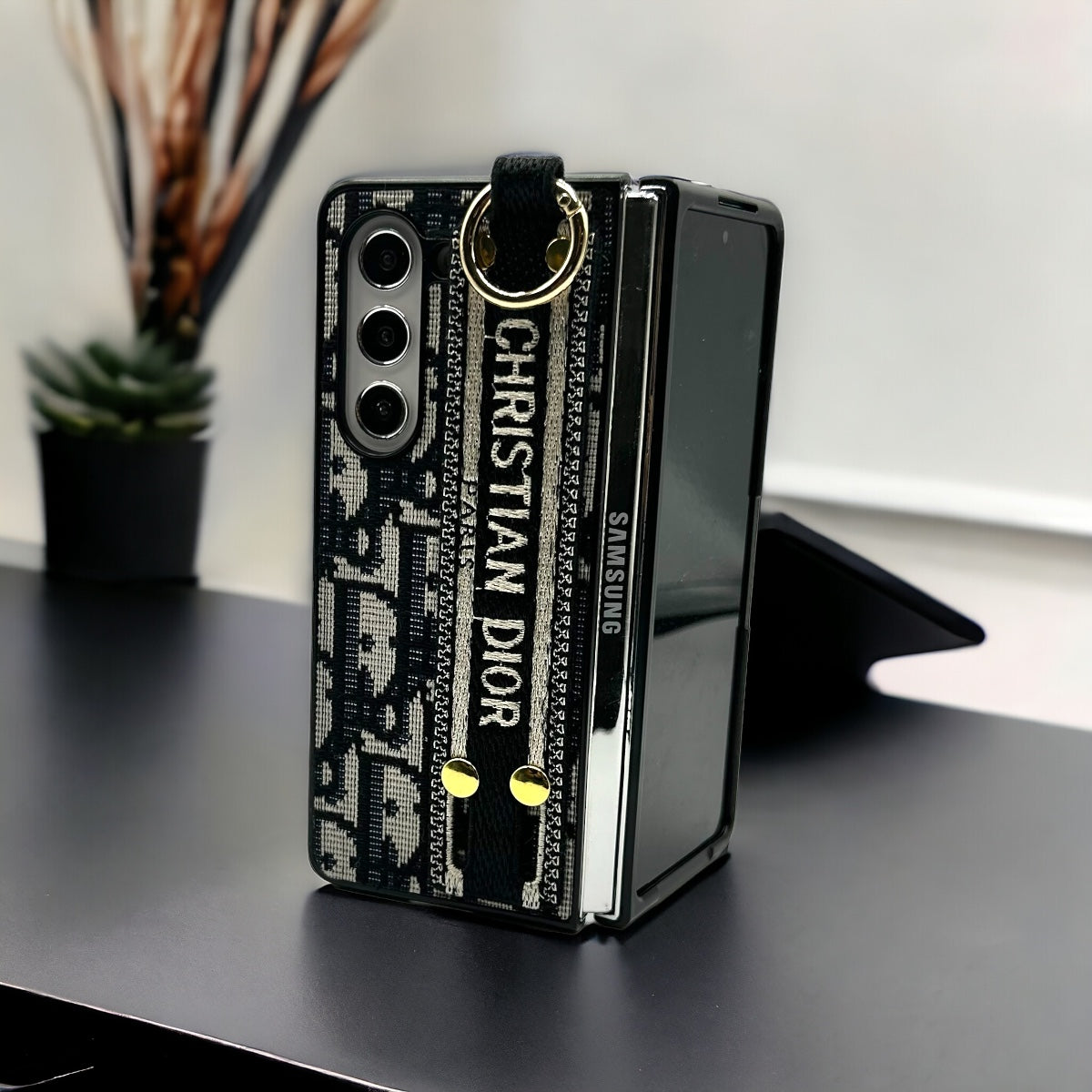 Luxury Embroidered Belt Strap Case for Samsung Galaxy Z Fold 5 | Premium Designer Style Protection