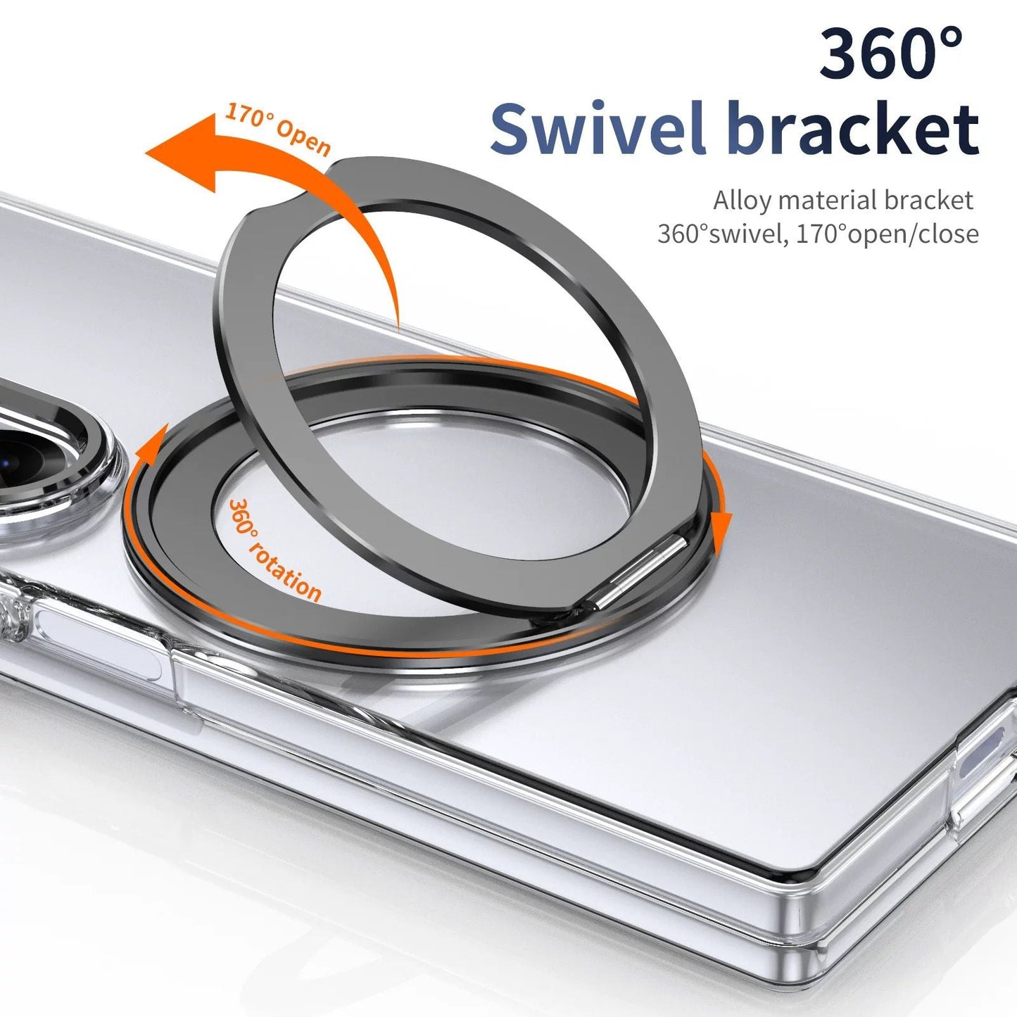 Premium Transparent Case with 360° Rotating Kickstand for Samsung Galaxy Z Fold 6 | No-Yellowing, Sleek Fit