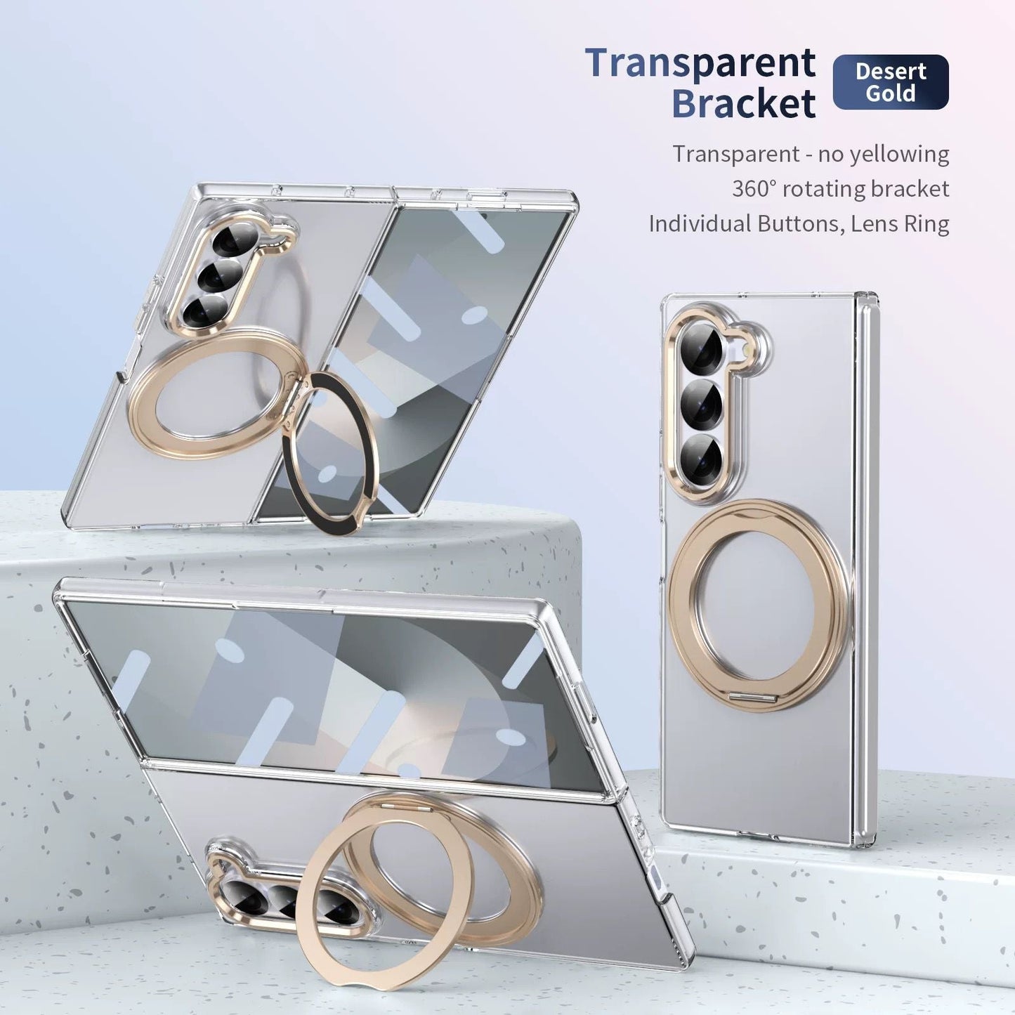 Premium Transparent Case with 360° Rotating Kickstand for Samsung Galaxy Z Fold 6 | No-Yellowing, Sleek Fit
