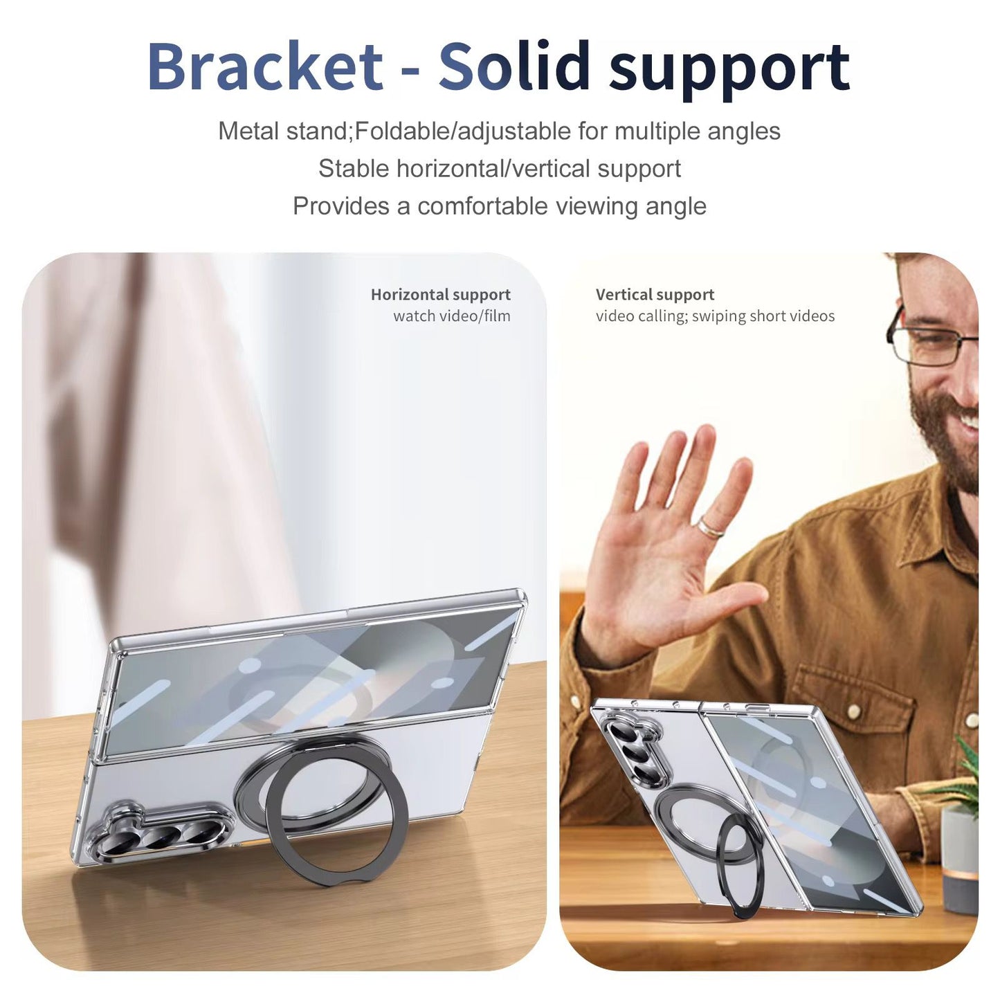 Premium Transparent Case with 360° Rotating Kickstand for Samsung Galaxy Z Fold 6 | No-Yellowing, Sleek Fit