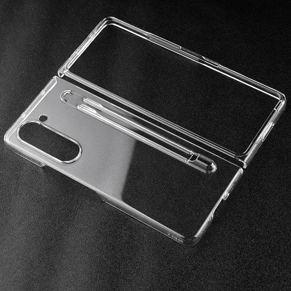 Samsung Galaxy Z Fold 5 Transparent Crystal Hard Shell Cover Case With S-Pen Slot