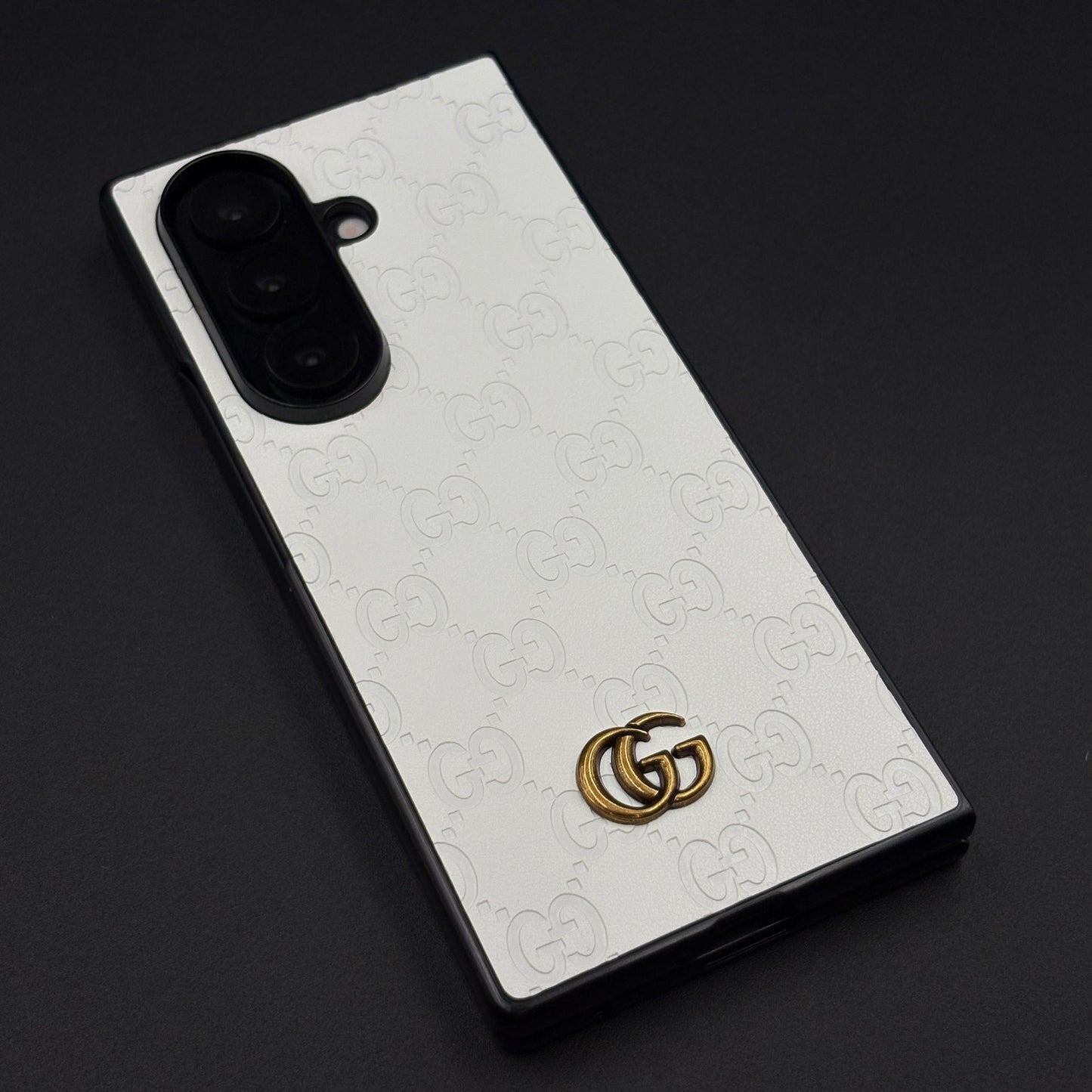 Luxury GG Pattern Leather Feel Case for Samsung Galaxy Z Fold 5 | Designer-Inspired Premium Back Cover
