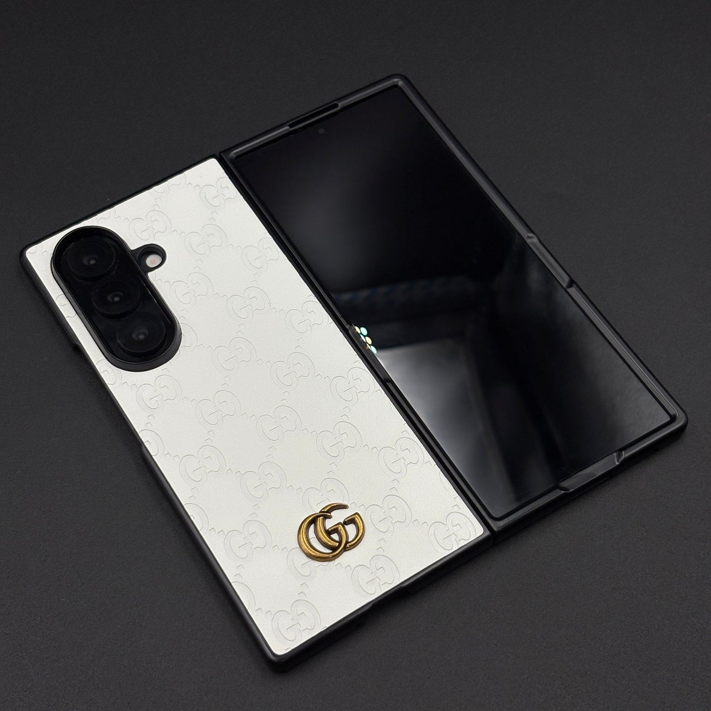 Luxury GG Pattern Leather Feel Case for Samsung Galaxy Z Fold 6 | Designer-Inspired Premium Back Cover